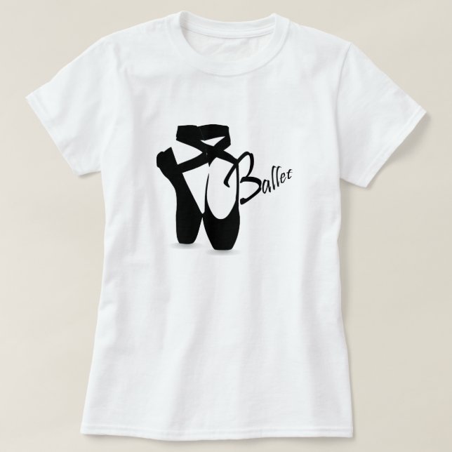 Ballet Ballerina Black Pointe Shoes Basic T Tee (Design framsida)