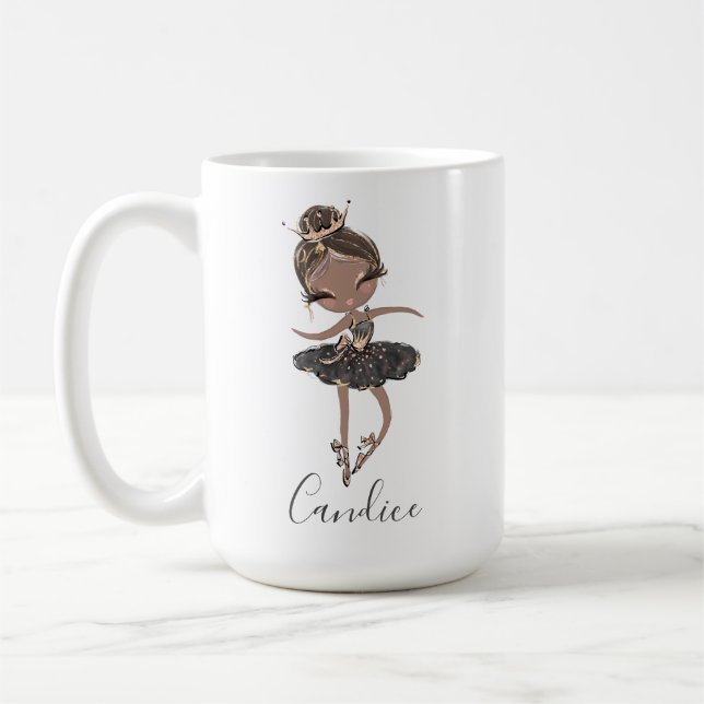Ballet Ballerina Flickans anpassade namn - födelse Kaffemugg (Vänster)