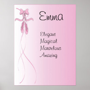 Ballet Ballerina Girls Namn Art Poster Skriv ut
