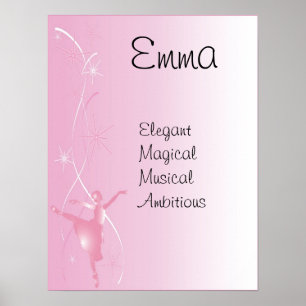 Ballet Ballerina Girls Namn Art Poster Skriv ut