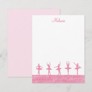 Ballet Ballerina Girly Rosa-mallkort Anteckningskort