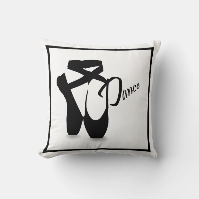 Ballet Ballerina Pointe Shoes Black Dance Pillow Kudde (Framsida)