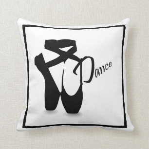 Ballet Ballerina Pointe Shoes Black Dance Pillow Kudde