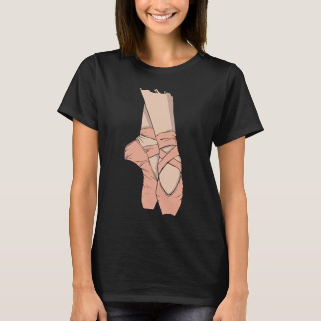 Ballet Ballerina Pointe Shoes Point Women Girls Ki T Shirt (Framsida)