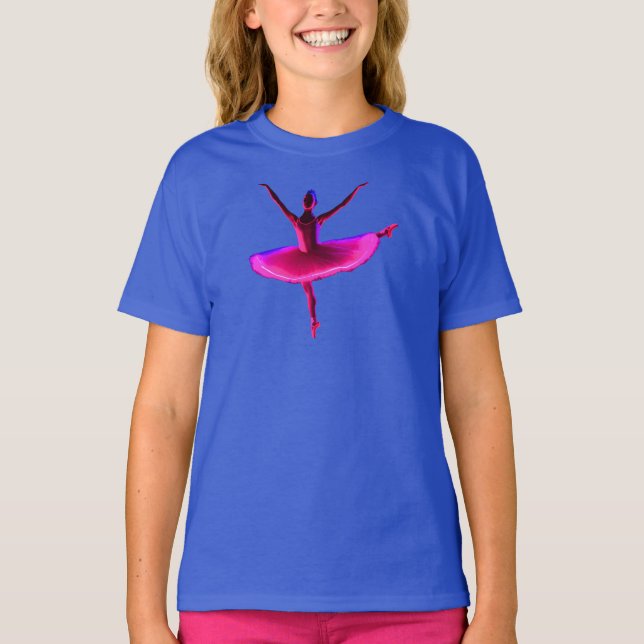 Ballet Ballerina Pose Glowing Violet Färg T Shirt (Framsida)