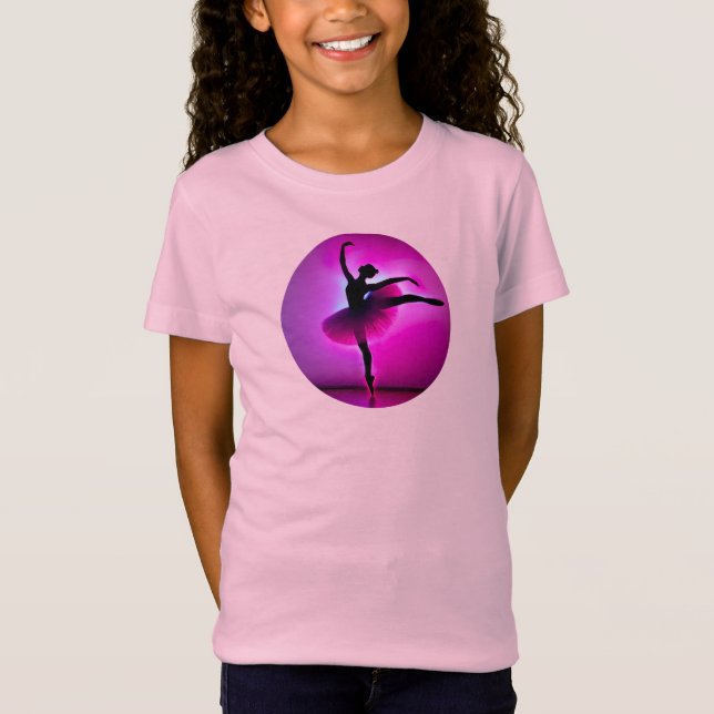 Ballet Ballerina Pose Glowing Violet Färg T Shirt (Framsida)
