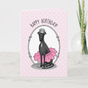 Ballet Ballerina Princess Greyhound Hund (svart) Kort