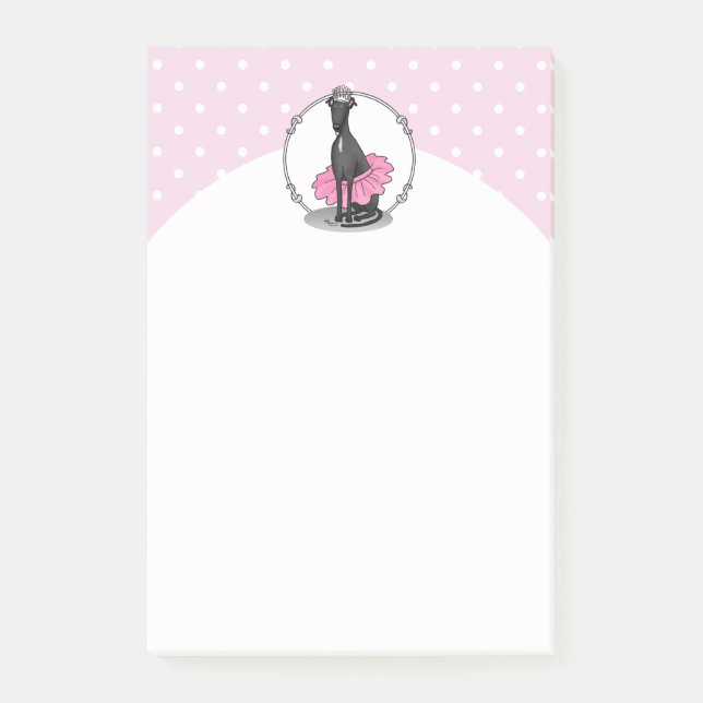Ballet Ballerina Princess Greyhound Hund (svart) Post-it Block (Framsida)