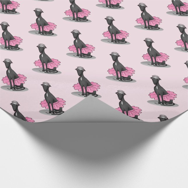 Ballet Ballerina Princess Greyhound Hund (svart) Presentpapper (Hörn)