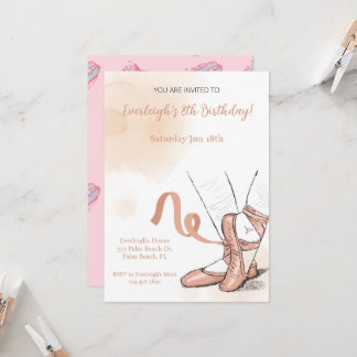 Ballet Ballerina Ro Rosa Birthday Inbjudningar