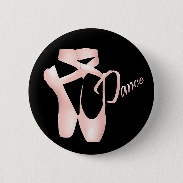 Ballet Ballerina Rosa Pointe Shoes Dance Button Knapp (Framsida)