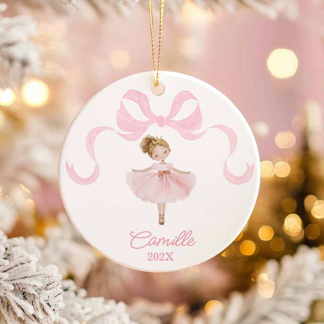 Ballet Ballet Dancer-jul Julgransprydnad Keramik (Pink Girl Ballet Christmas Ornament)