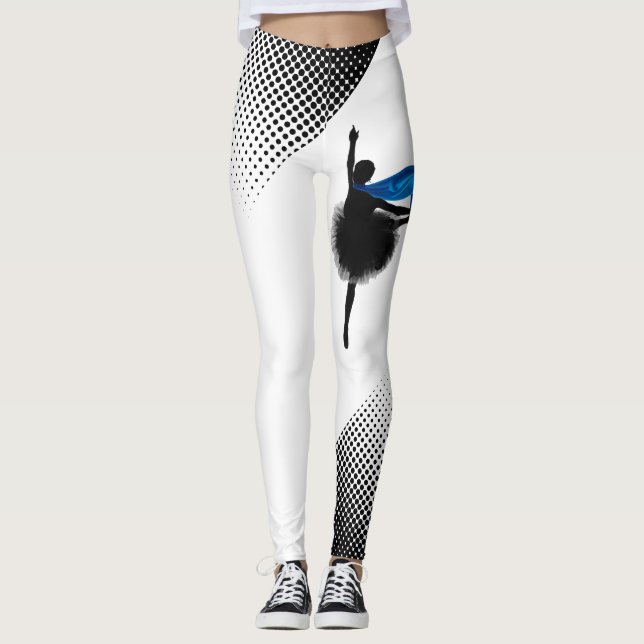 Ballet Ballet Dancer White Leggings W Black Dots S (Framsida)