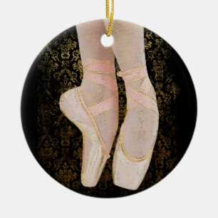 Ballet Ballet Toe Shoes - Black Rosa Guld Julgransprydnad Keramik
