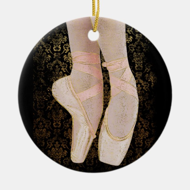 Ballet Ballet Toe Shoes - Black Rosa Guld Julgransprydnad Keramik (Framsidan)