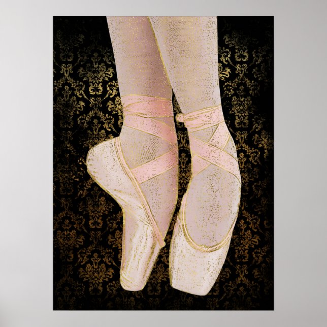 Ballet Ballet Toe Shoes - Black Rosa Guld Poster (Framsidan)