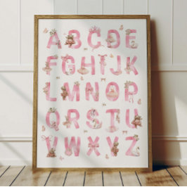 Ballet Bear Alphabet ABC Poster Kids Room Decor