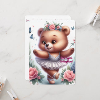 Ballet Bear Birthday Invitation Inbjudningar
