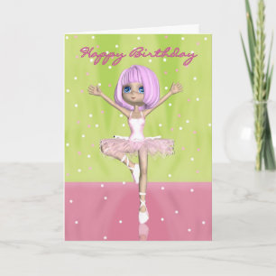 Ballet Birthday Card - Cute Ballerina Kort