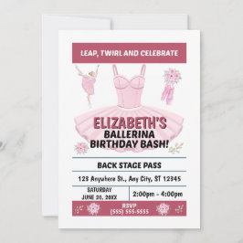 Ballet Birthday Party Invitation Inbjudningar