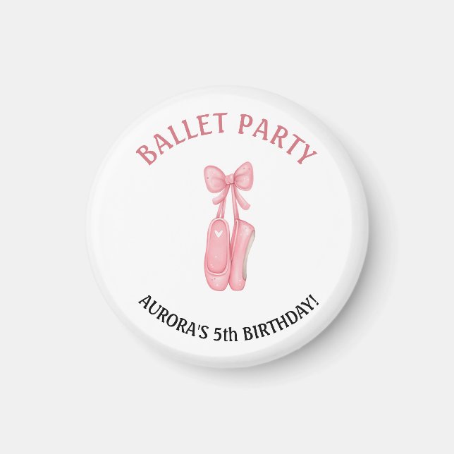 Ballet Birthday Rosa Pointe Shoes Party Favor Magnet (Framsidan)