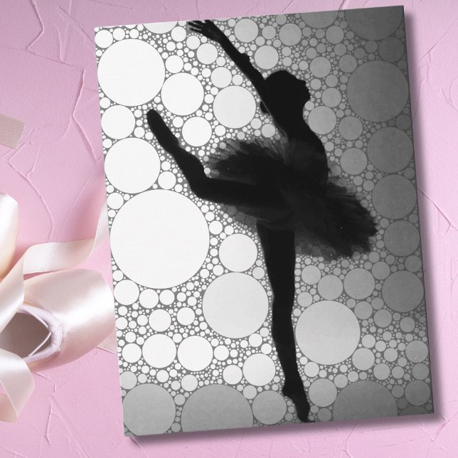 Ballet Black White Ballerina Vykort (Black White Dancing Ballerina Ballet Postcard)