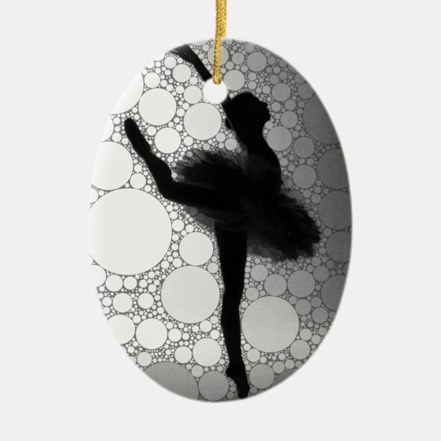 Ballet Black White Dancing Ballerina Julgransprydnad Keramik (Framsidan)