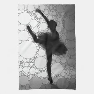 Ballet Black White Dancing Ballerina Kökshandduk