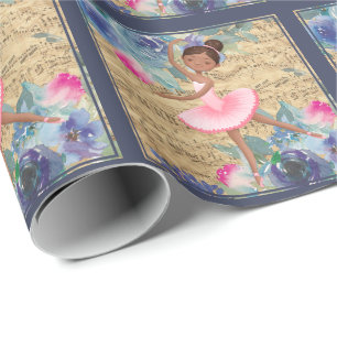 Ballet Blommigt Lakan Music Ballerina Rosa Tutu Presentpapper
