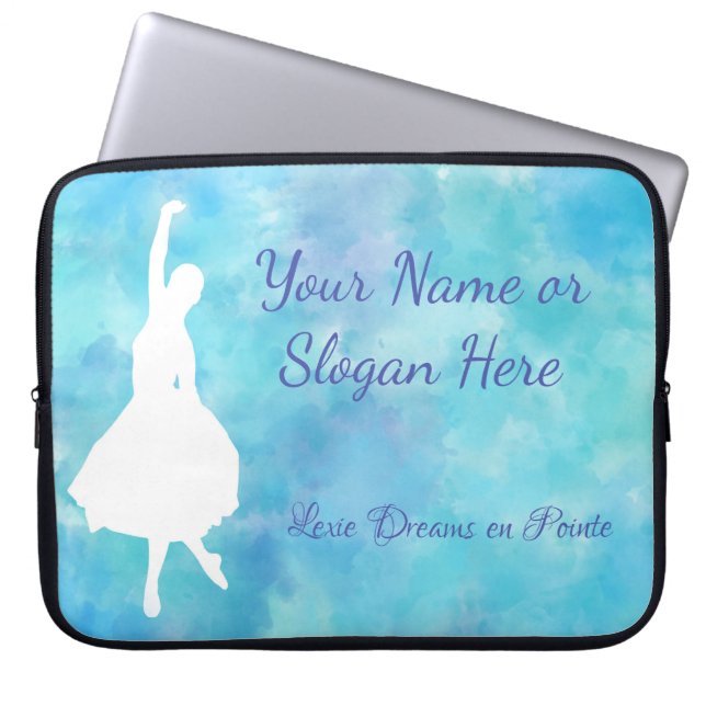 Ballet Blue Watercolor Laptop sleeve Anpassade (Framsidan)