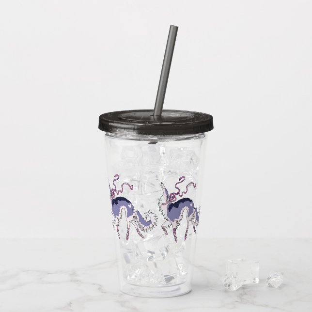 Ballet Borzoi Acrylic Tumbler Grått Take Away Mugg (Baksida Ice)