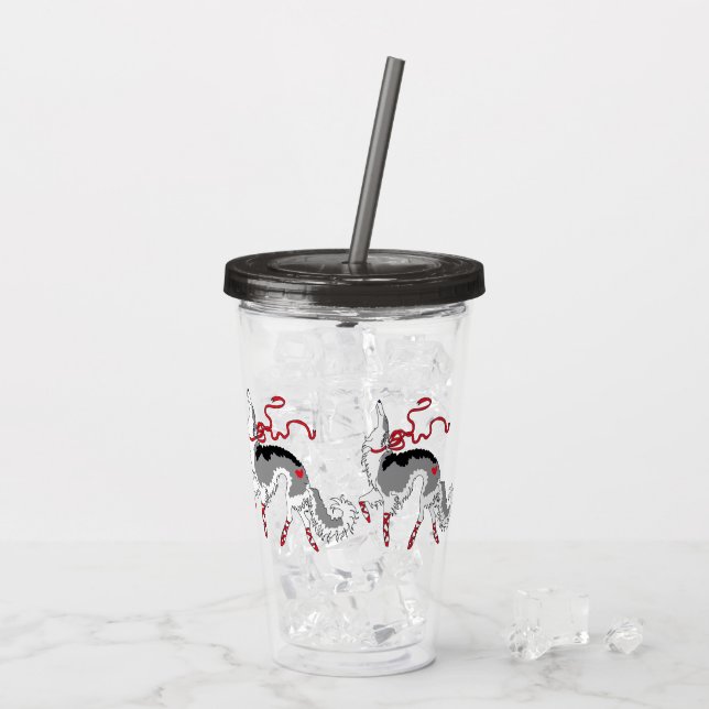 Ballet Borzoi Acrylic Tumbler Take Away Mugg (Baksida Ice)