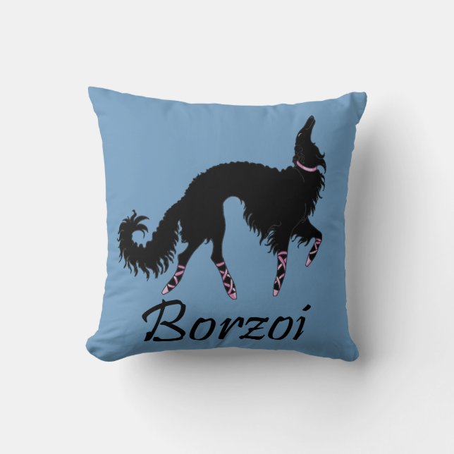 Ballet Borzoi Skönhet i svart Kudde (Framsida)