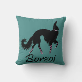 Ballet Borzoi Svart-Teal Kudde