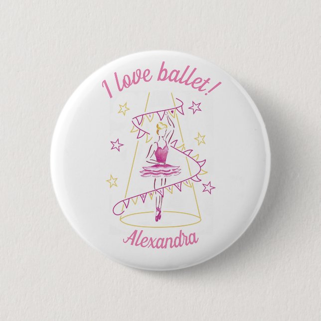 Ballet & Bunting - Jag älskar ballet-märke Knapp (Framsida)