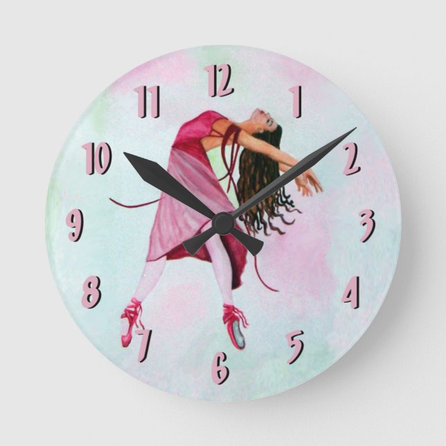 Ballet Clock ~ Rosa Rund Klocka (Framsida)