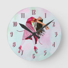Ballet Clock ~ Rosa Rund Klocka