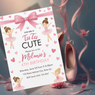 Ballet Cute Girls' Pastel Ballerina Birthday Inbjudningar