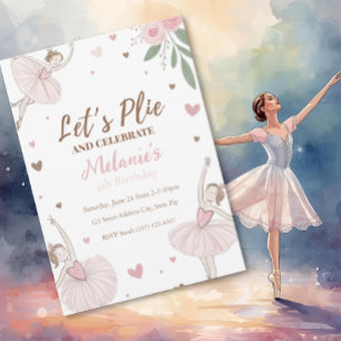 Ballet Cute Girls' Pastel Ballerina Birthday Inbjudningar