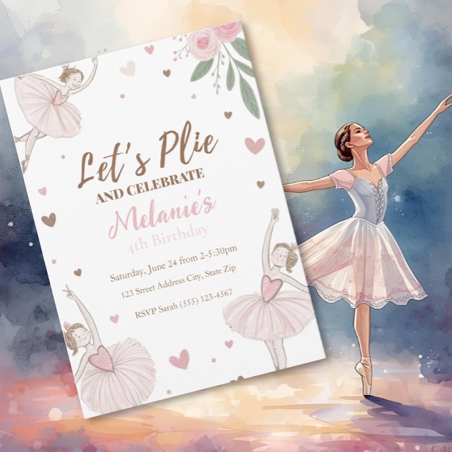 Ballet Cute Girls' Pastel Ballerina Birthday Inbjudningar (Skapare uppladdad)