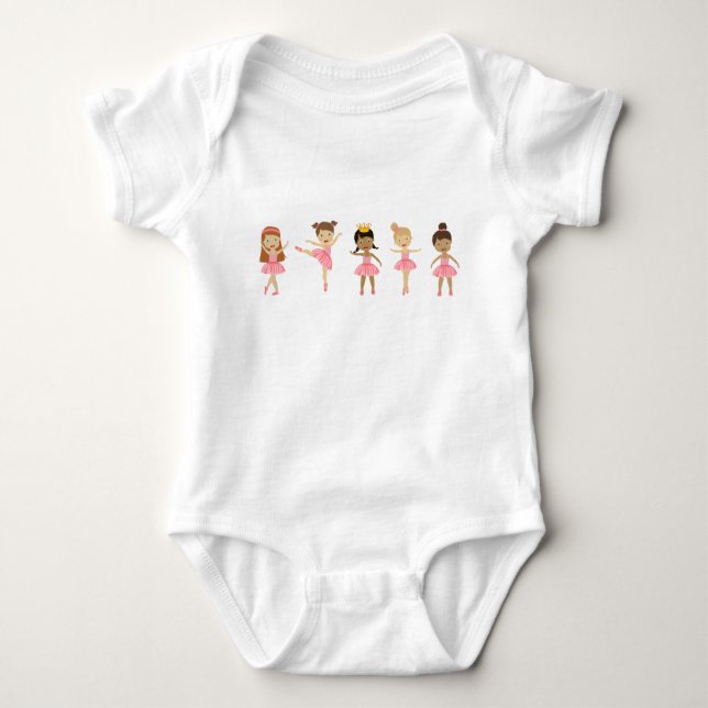 Ballet Cute Rosa Ballerinas Dancing T Shirt (Framsida)