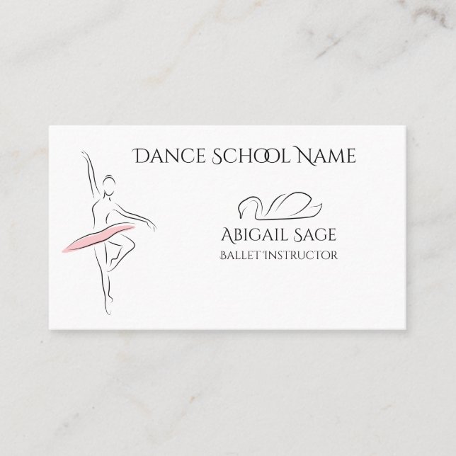 Ballet Dance Ballerina och Professionellen Svan Visitkort (Framsida)