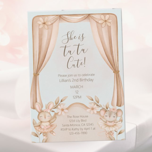 Ballet Dance Girls Second Birthday Invitation Inbjudningar (Skapare uppladdad)