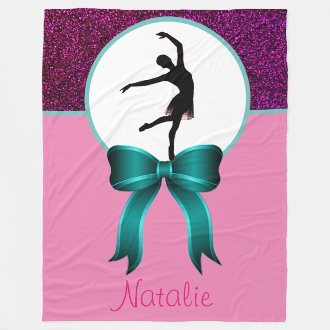 Ballet Dance Glitter och Bow Fleece Blanket (Framsidan)