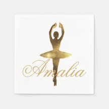 Ballet Dance Party Guld Ballerina Add Namn eller T