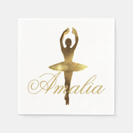 Ballet Dance Party Guld Ballerina Add Namn eller T Pappersservett