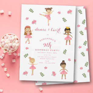 Ballet Dance & Twirl Rosa Ballerina Birthday Inbjudningar