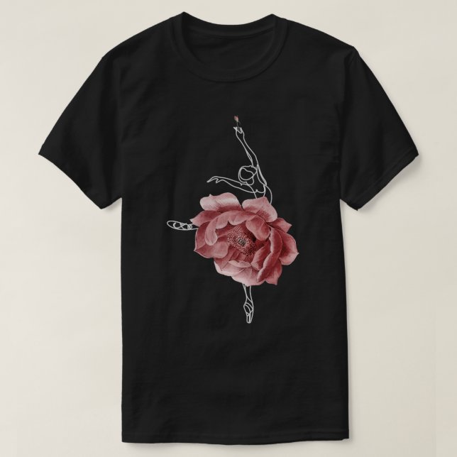 Ballet Dancer Ballerina Dance Blommigt Ro 1 T Shirt (Design framsida)