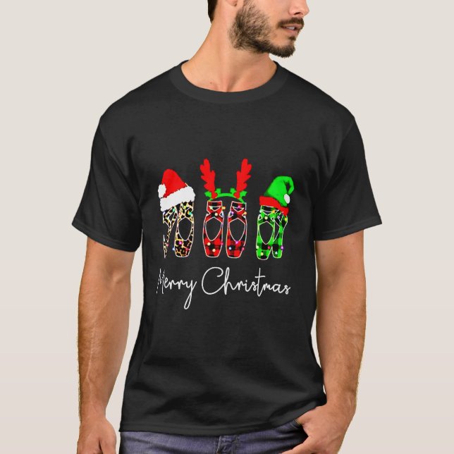 Ballet Dancer Ballerina God jul Julafton Point T Shirt (Framsida)