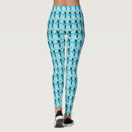 Ballet Dancer Ballerina Silhouette Leggings Blue